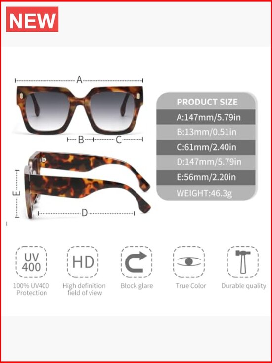 Oversized Sunglasses UV400 Protection 2-Pack Lightweight Frame main image 2